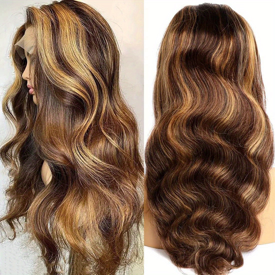 24 Inch HD Lace Front Wigs Human Hair Pre Plucked 200% Density 13x4 Glueless Body Wave Wigs Human Hair for Women Colored P4/ 27 Honey Blonde Frontal Wigs Human Hair with Baby Hair
